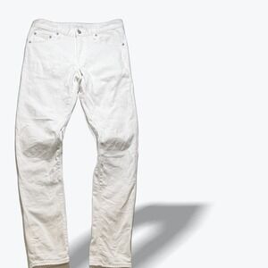 Uniqlo Mens Selvedge Jeans Stretch Slim Straight 29 x 32 White Redline